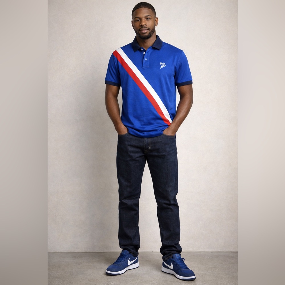 Polo by Ralph Lauren Classic Blue Shirt with Red and White Accents